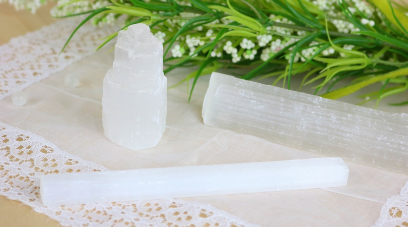 Selenite is known as Liquid Light, it is believed to exist in between the spiritual and physical worlds. Helps to dissolve confusion, stimulates brain activity, and offers mental clarity. It can cleanse itself and other crystals. This crystal literally radiates divine light! Learn more in this full-length blog post.