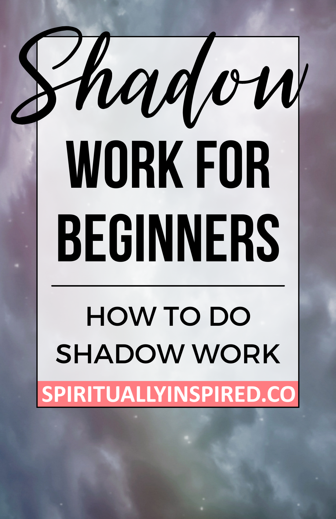 Shadow work is see what the unconscious is composed of and learning how to work with the shadow to allow it to seep up to the conscious mind.