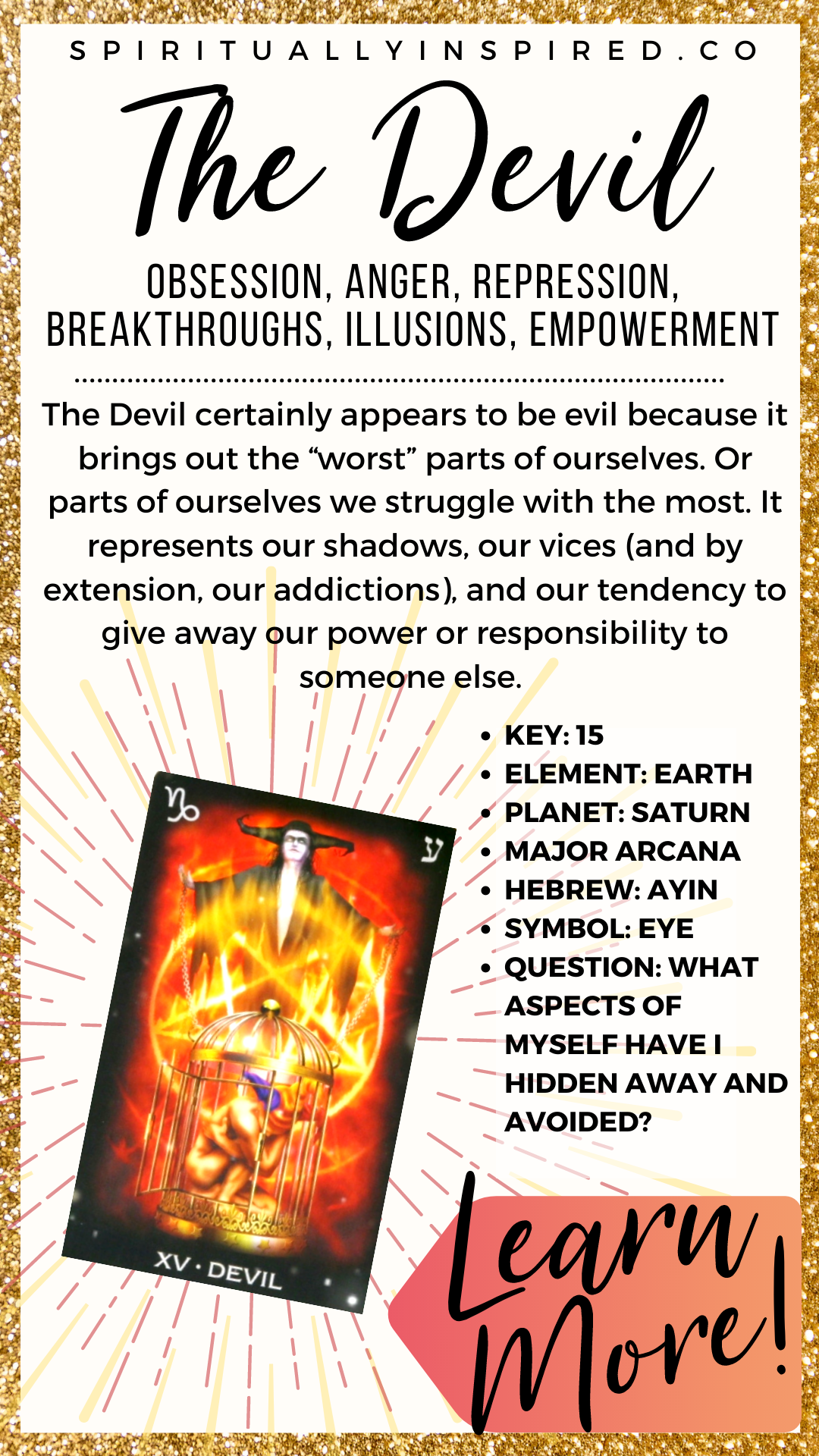 The Devil certainly appears to be evil because it brings out the “worst” parts of ourselves. Or at least, the parts of ourselves we struggle with the most.